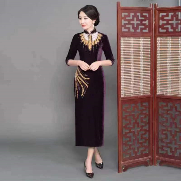 古蕴重工刺绣旗袍  (50)